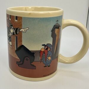 Bugs Bunny Coffee Mug Cup Warner Bros. Yosemite Sam 1991 Big House Vintage 90s